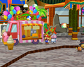 Mr. Hoggle's Hot Dog Stand with Yoshi Kid's egg on its awning