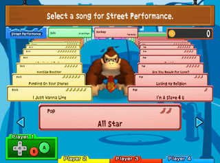 The song selection in the Street Performance option of the European Donkey Konga 2.