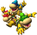 Red Koopa Kid, Blue Koopa Kid, and Green Koopa Kid