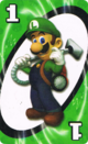 The Green One card from the Nintendo UNO deck (featuring Luigi)