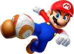 Artwork of Mario kicking a soccer ball