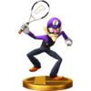 Waluigi's trophy render from Super Smash Bros. for Wii U