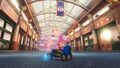 Toadette driving through Leadenhall Market