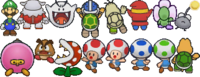 Sprites of various characters and enemies in Paper Mario: The Thousand-Year Door.