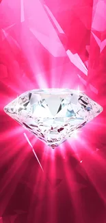 A sparkling diamond against a vibrant pink background with radiant glow.