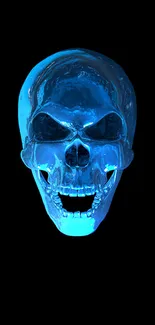 A glowing blue skull on a dark background, perfect for mobiles.