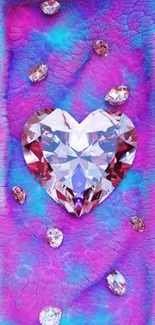 Vibrant heart-shaped crystal with pink and blue hues wallpaper.