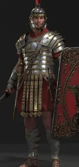 Roman soldier with shield and armor mobile wallpaper.