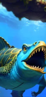 Prehistoric ocean creature on blue background