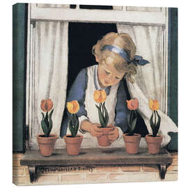 Canvas print Potting tulips - Jessie Willcox Smith