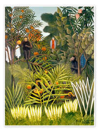 Wandbild Exotische Landschaft mit Affen und einem Papagei - Henri Rousseau