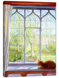 Canvas print Cat in window in spring - Timothy Easton