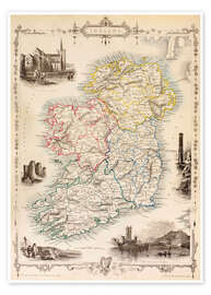 Poster Karte von Irland von Thomas Wright (18. Jh.) - Ken Welsh