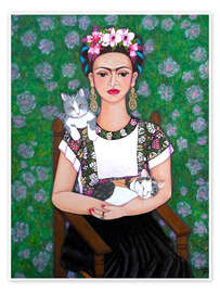 Tableau Frida Kahlo l'amoureuse des chats - Madalena Lobao-Tello