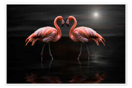 Poster Flamingos in der Nacht - Heike Langenkamp