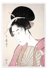 Tavla Woman with a fan - Kitagawa Utamaro