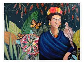 Wandbild Frida Kahlo mit Taube - Sylvie Demers