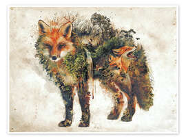 Tableau Renard et nature surréaliste - Barrett Biggers