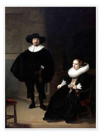 Wandbild Eine Dame und Gentleman in schwarz - Rembrandt van Rijn