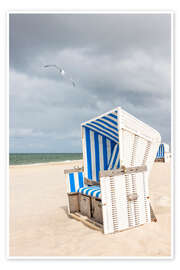 Wandbild Möwe und Strandkorb auf Sylt