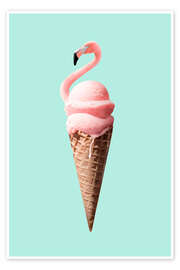 Poster Flamingo-Eiswaffel - Jonas Loose