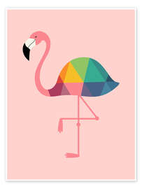 Poster Regenbogen-Flamingo - Andy Westface