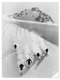 Sticker mural Course de descente vintage dans les Alpes suisses - Vintage Ski Collection