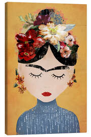 Leinwandbild Frida Kahlo mit Blumenkranz - treechild