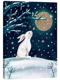 Canvas print Winter Moon and Rabbit - Claire Mcelfatrick