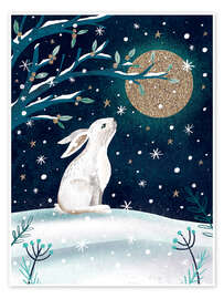 Poster Wintermond und Hase - Claire Mcelfatrick