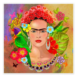 Tableau Frida Kahlo, collage de fleurs - Mark Ashkenazi