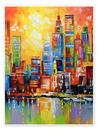 Wandbild New Yorks leuchtende Skyline - Olha Darchuk