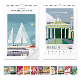 Wandkalender Retro Travel Kalender - Near and Far Away 2025 - Nigel Sandor