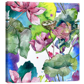 Canvas print Water lilies in watercolor II