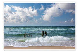 Wandbild Alte Buhnen am Strand von Rantum, Sylt - Christian Müringer