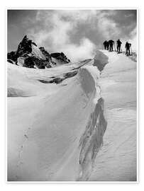 Wandbild Wanderer in verschneitem Berggebiet - Vintage Ski Collection