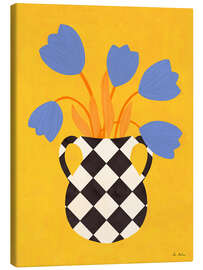 Canvas print Checkered vase with tulips - EL BUEN LIMÒN