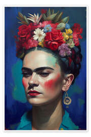 Tableau Frida Kahlo with Flowers - Olga Telnova