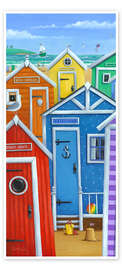 Dørplakat Colorful Beach Huts - Peter Adderley