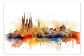 Wandbild Skyline Barcelona - Peter Roder