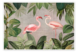 Poster Vintage Flamingo Oasis - Andrea Haase