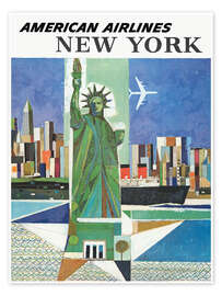 Wandbild American Airlines, New York - Vintage Travel Collection