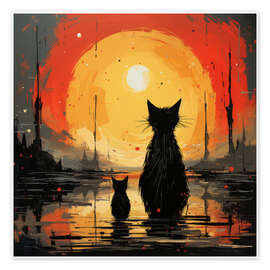 Wall print Cats at Sunset - DejaReve