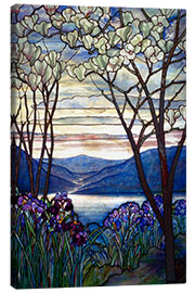 Leinwandbild Buntglasfenster Magnolien und Iris, Tiffany 1908 - Louis Comfort Tiffany