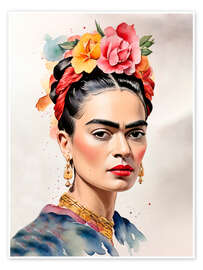 Tableau Frida Kahlo with Flowers in Her Hair I - nobelart