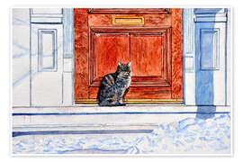 Wall print Cat in Snow Waiting - Anthony Butera