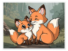 Wall print Fox Couple - A.DOUBLE.U