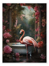 Poster Flamingo im Badezimmer - Olga Telnova