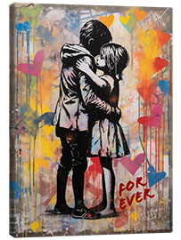 Leinwandbild Forever Love - Banksy Style - Frank Daske