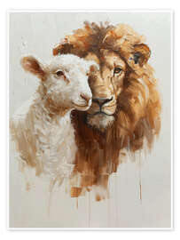 Wall print Lion and Lamb - DejaReve